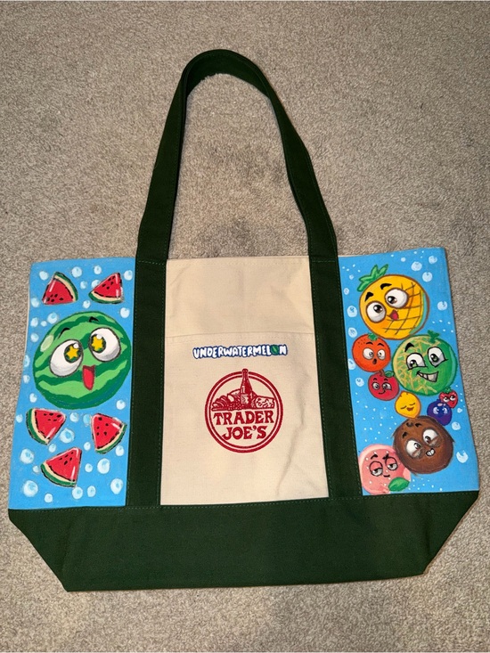 Trader Joe'S Handbags - Trader Joe's Underwatermelon Hand Painted Canvas Tote Only One